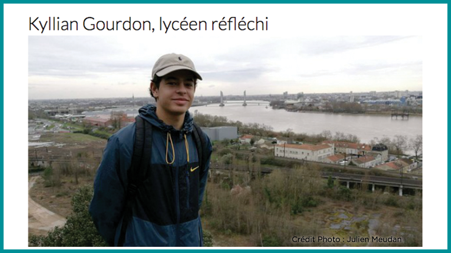 Ecole de journalisme EFJ - Kyllian Gourdon, lycéen réfléchi Aqui.fr